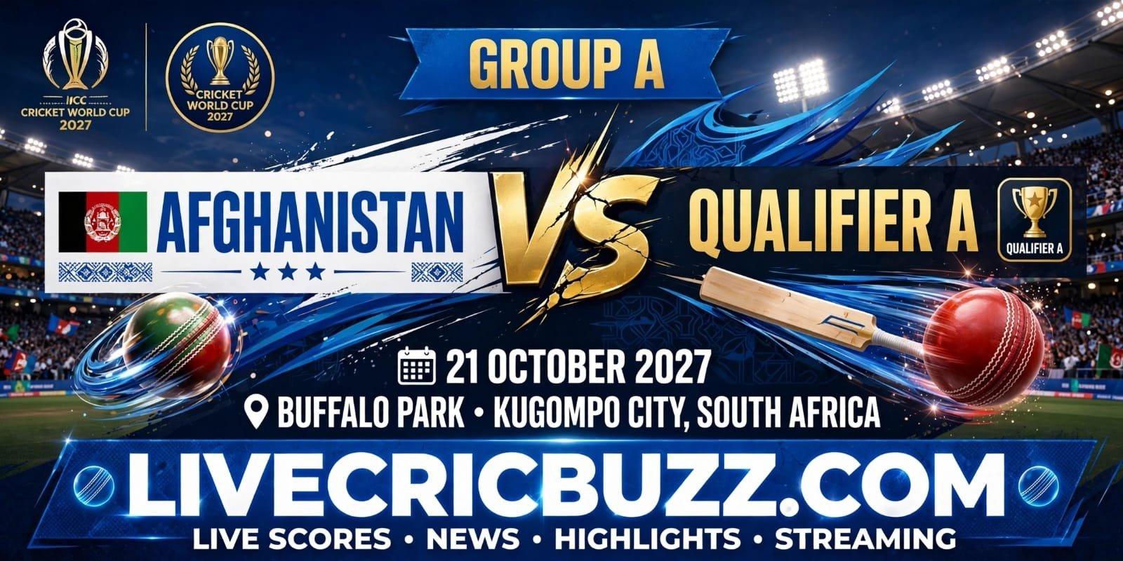 ICC World Cup 2027 Afghanistan vs Qualifier A KuGompo