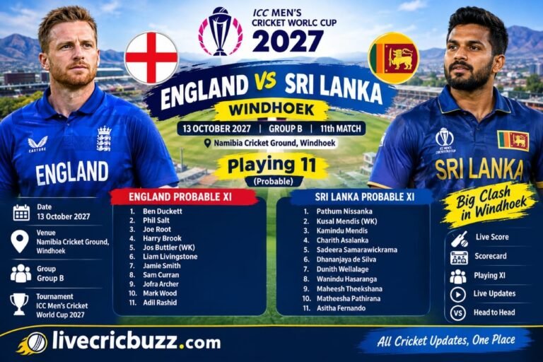 ICC World Cup 2027 England vs Sri Lanka Playing XI