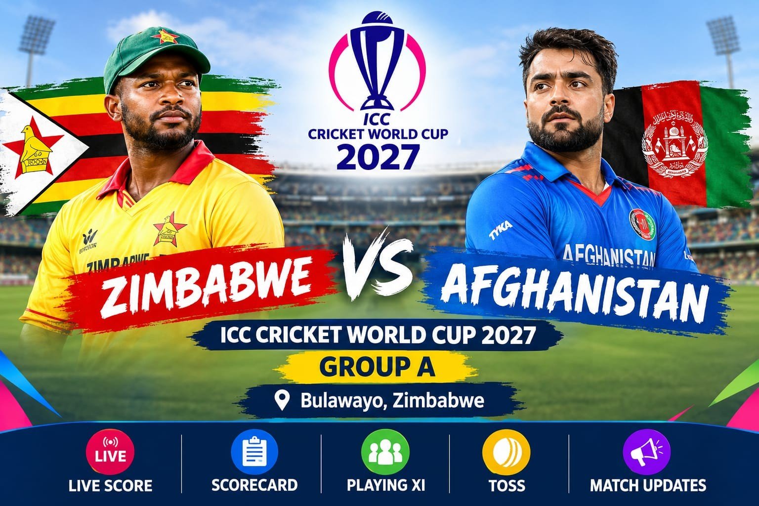 ICC World Cup 2027 Zimbabwe vs Afghanistan Playing 11